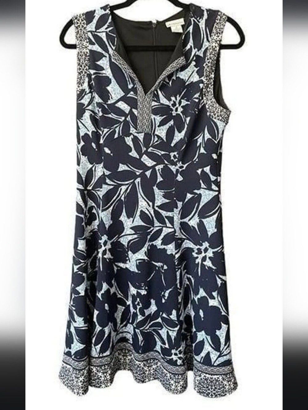 Liz Claiborne Navy and White Floral Midi Dress